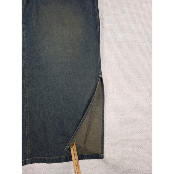 Y2K NorthCrest Womens 18W Denim Maxi Skirt Button Fly Side Slit Medium Wash - Picture 7 of 8